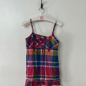 Colorful Plaid Sleeveless Top Y2K 2011